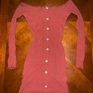 Stretchy sweater dress off shoulder